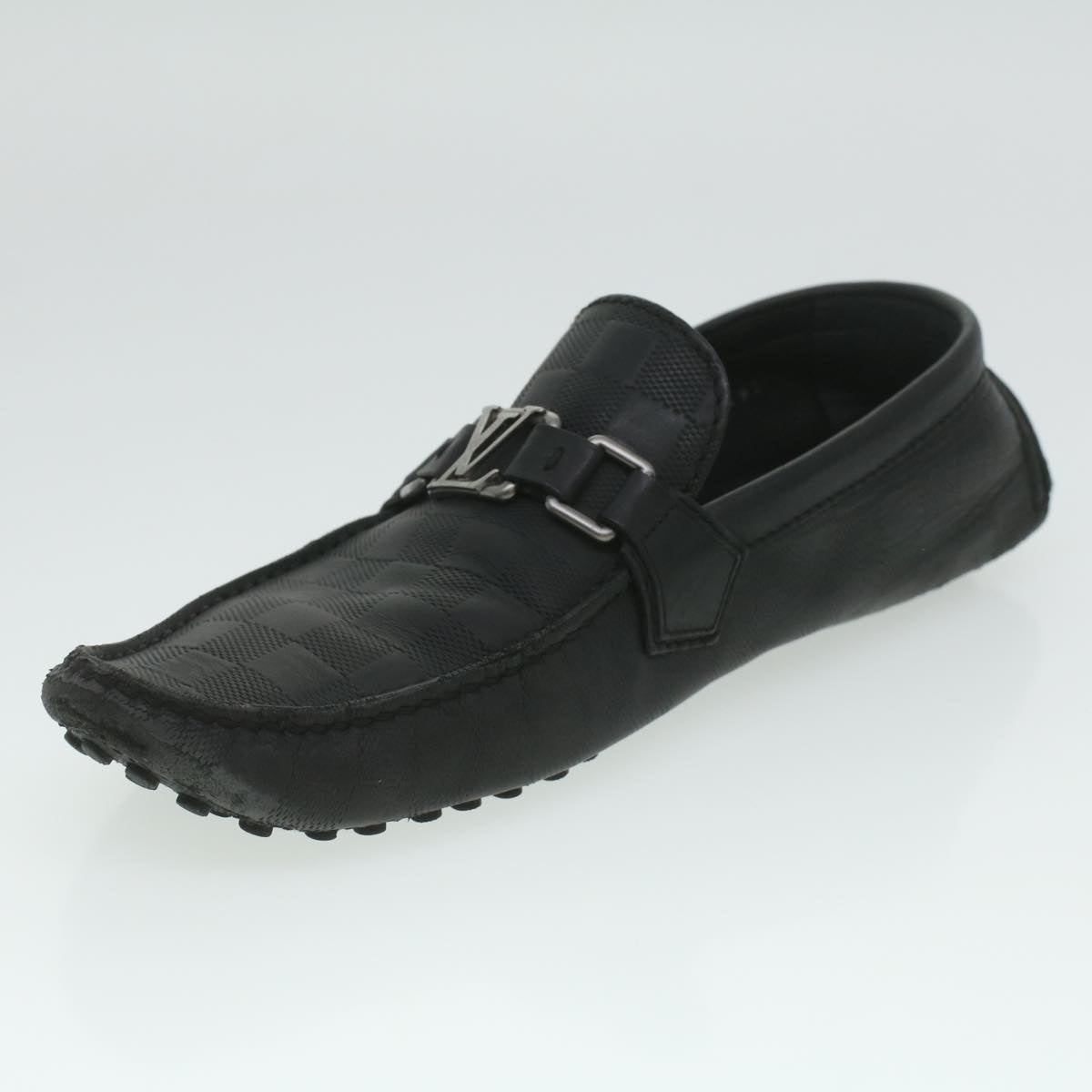 LOUIS VUITTON Damier Infini Driving Shoes Black 867567 LV kk168