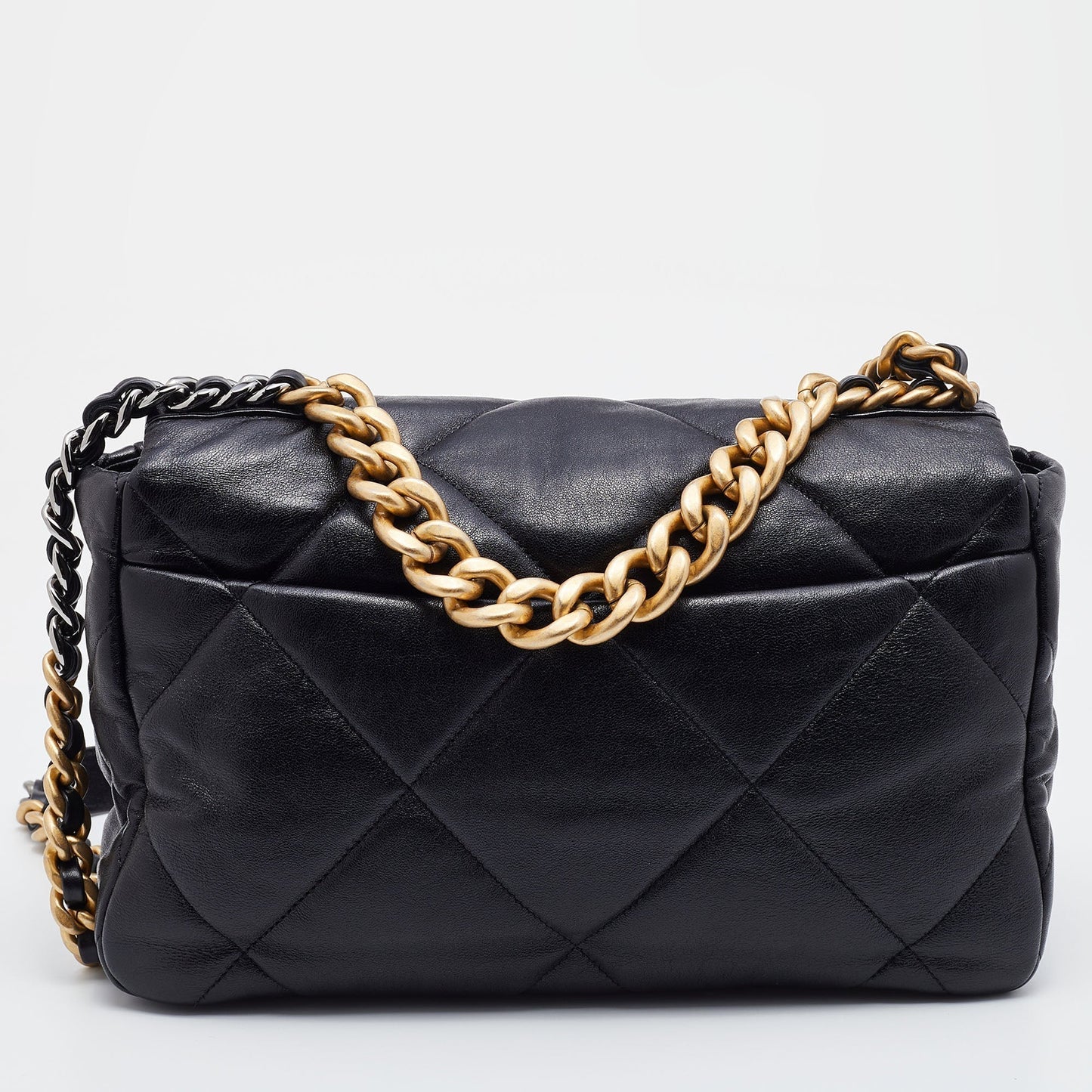 Chanel Black Quilted Leather CC Chain Link 19 Flap Bag