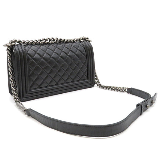 Chanel Boy Shoulder Bag Black Lambskin A67086
