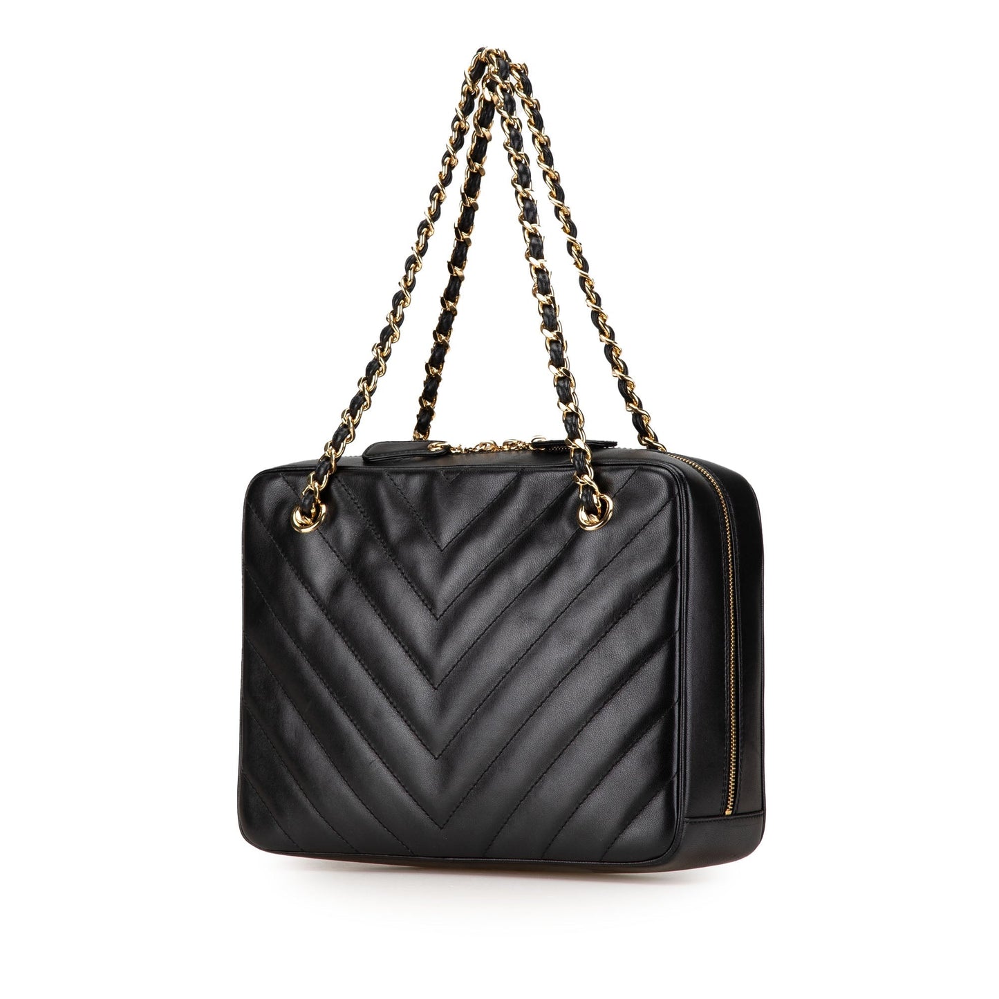 Black Chanel CC Chevron Lambskin Camera Shoulder Bag