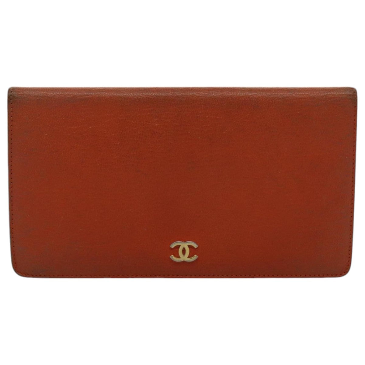 Chanel Coco Mark Orange Leather Wallet  ()