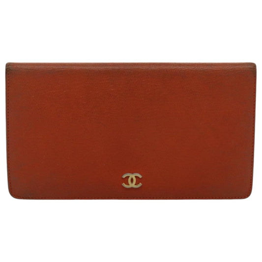 Chanel Coco Mark Orange Leather Wallet  ()