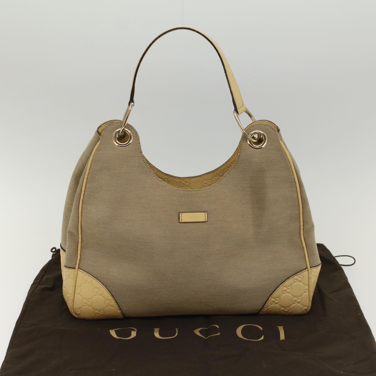 Gucci Hobo Grey Canvas Shoulder Bag ()