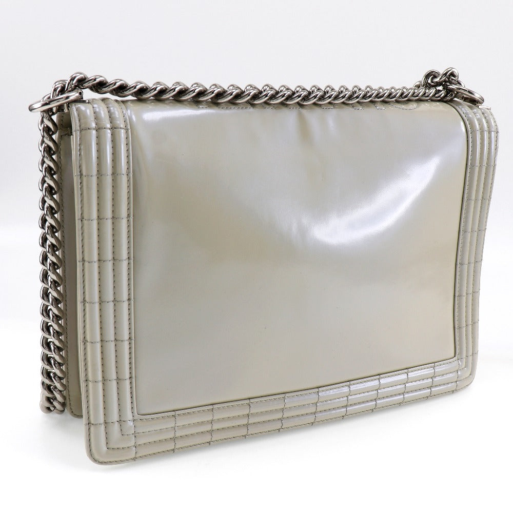 Chanel Boy White Leather Shoulder Bag ()