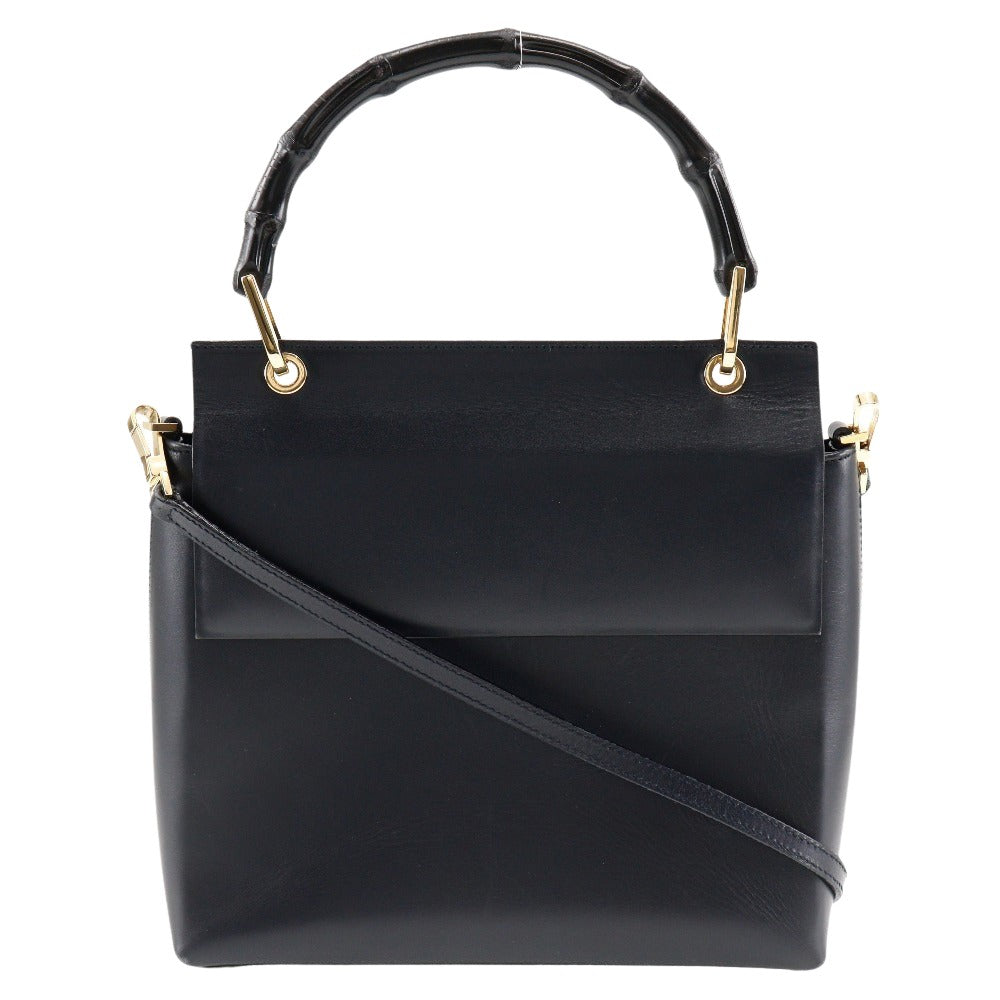Gucci Bamboo Black Leather Handbag ()