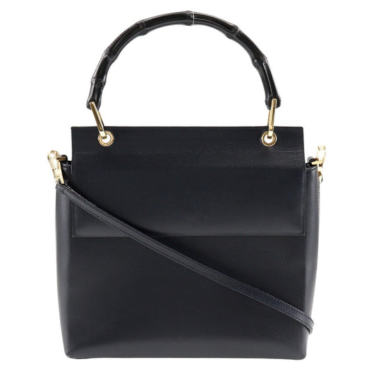 Gucci Bamboo Black Leather Handbag ()