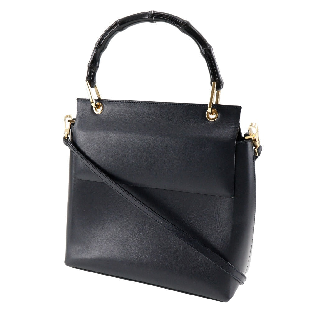 Gucci Bamboo Black Leather Handbag ()