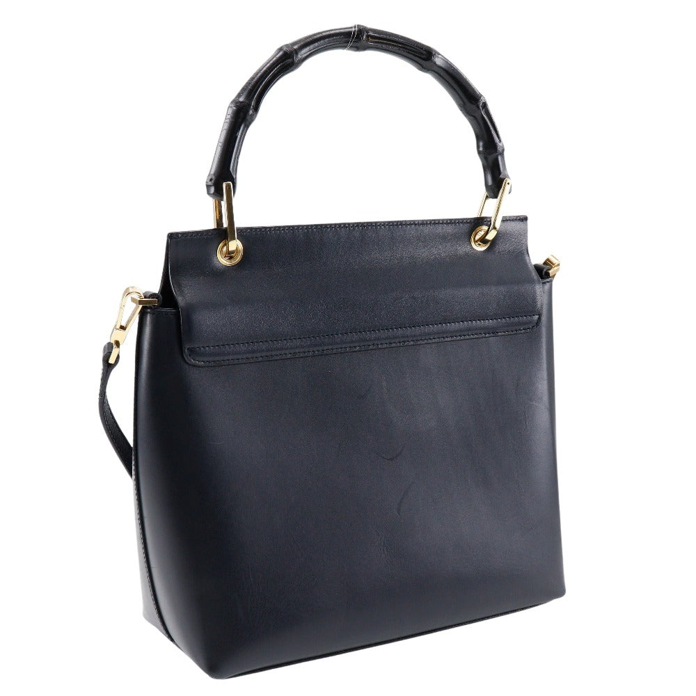 Gucci Bamboo Black Leather Handbag ()