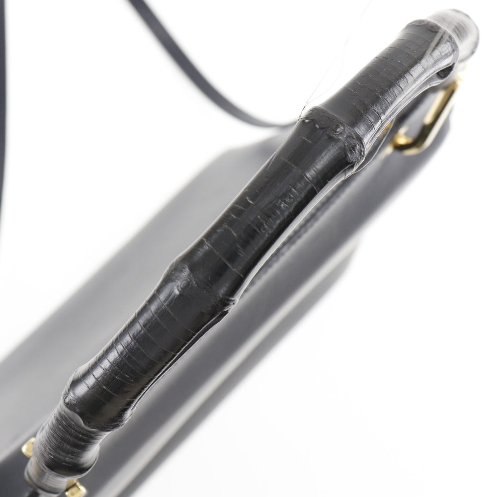 Gucci Bamboo Black Leather Handbag ()