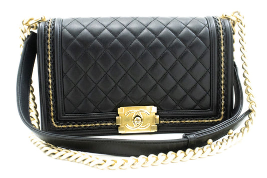Chanel Boy Black Leather Shoulder Bag ()