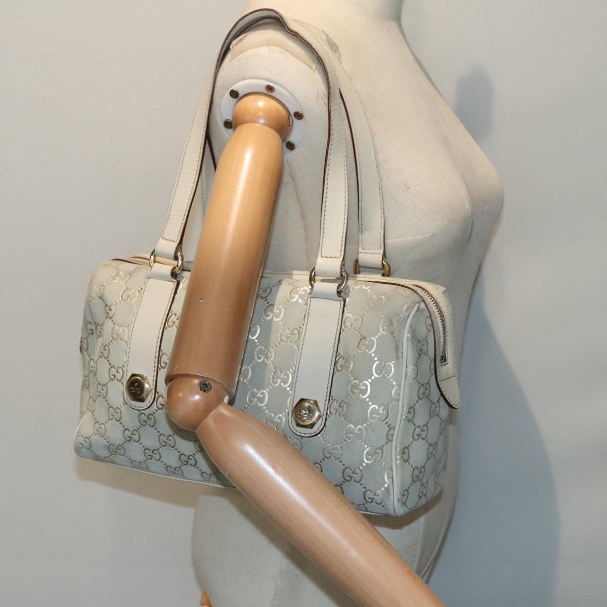 Gucci Boston Grey Canvas Handbag ()