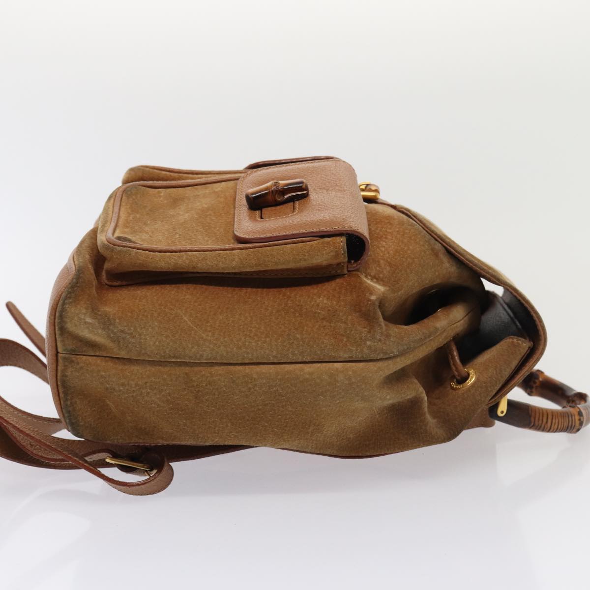 Gucci Bamboo Brown Suede Backpack Bag ()