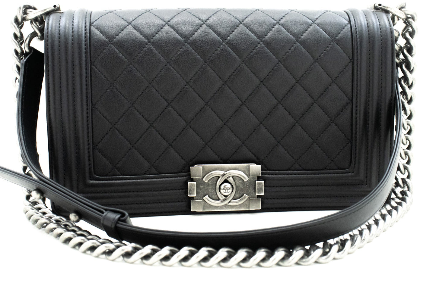 Chanel Boy Black Leather Shoulder Bag ()