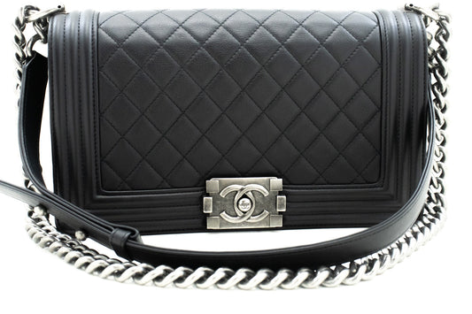 Chanel Boy Black Leather Shoulder Bag ()
