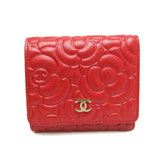 Chanel Camellia Red Leather Wallet  ()