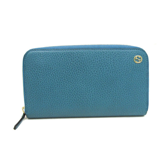 Gucci Interlocking G Turquoise Leather Wallet  ()
