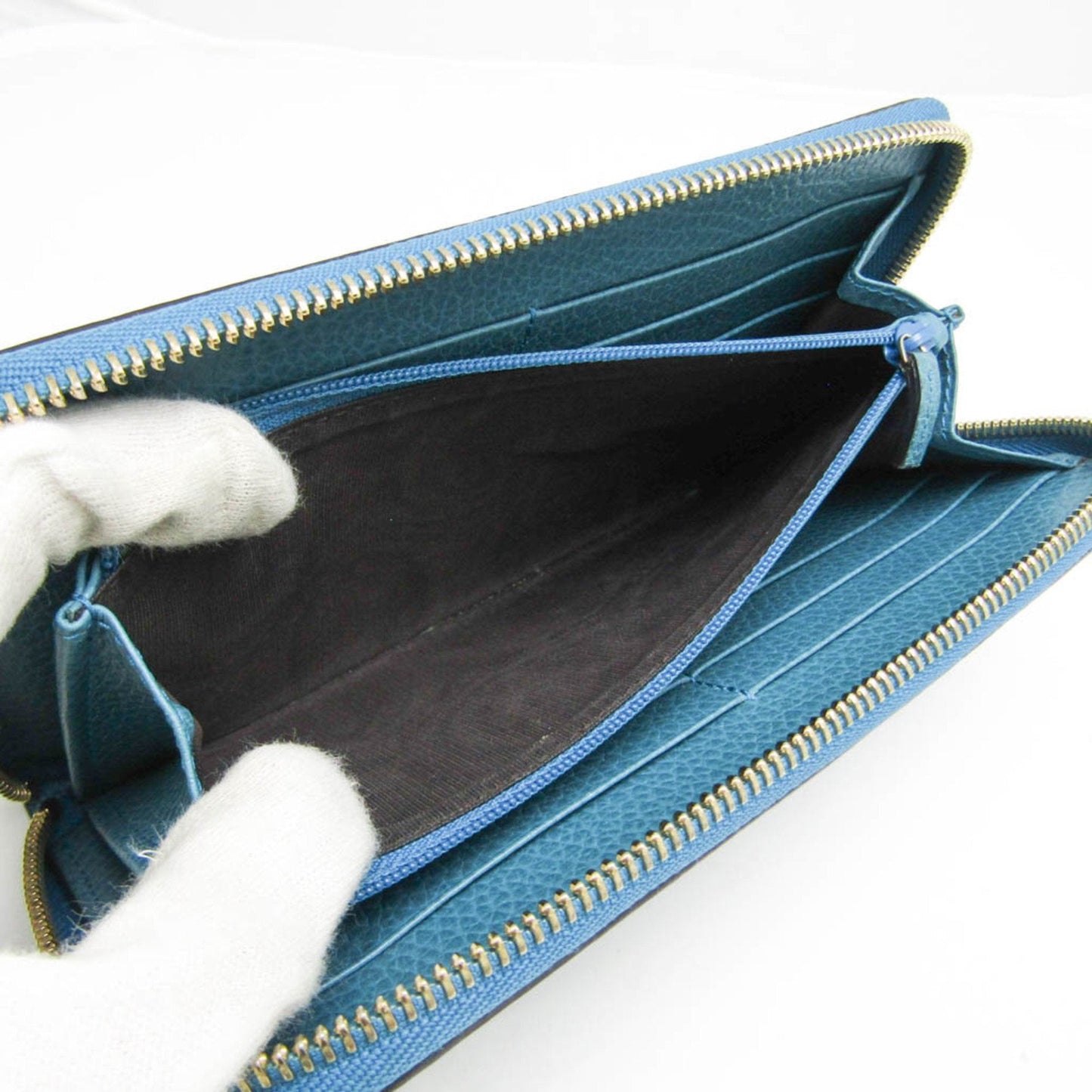 Gucci Interlocking G Turquoise Leather Wallet  ()