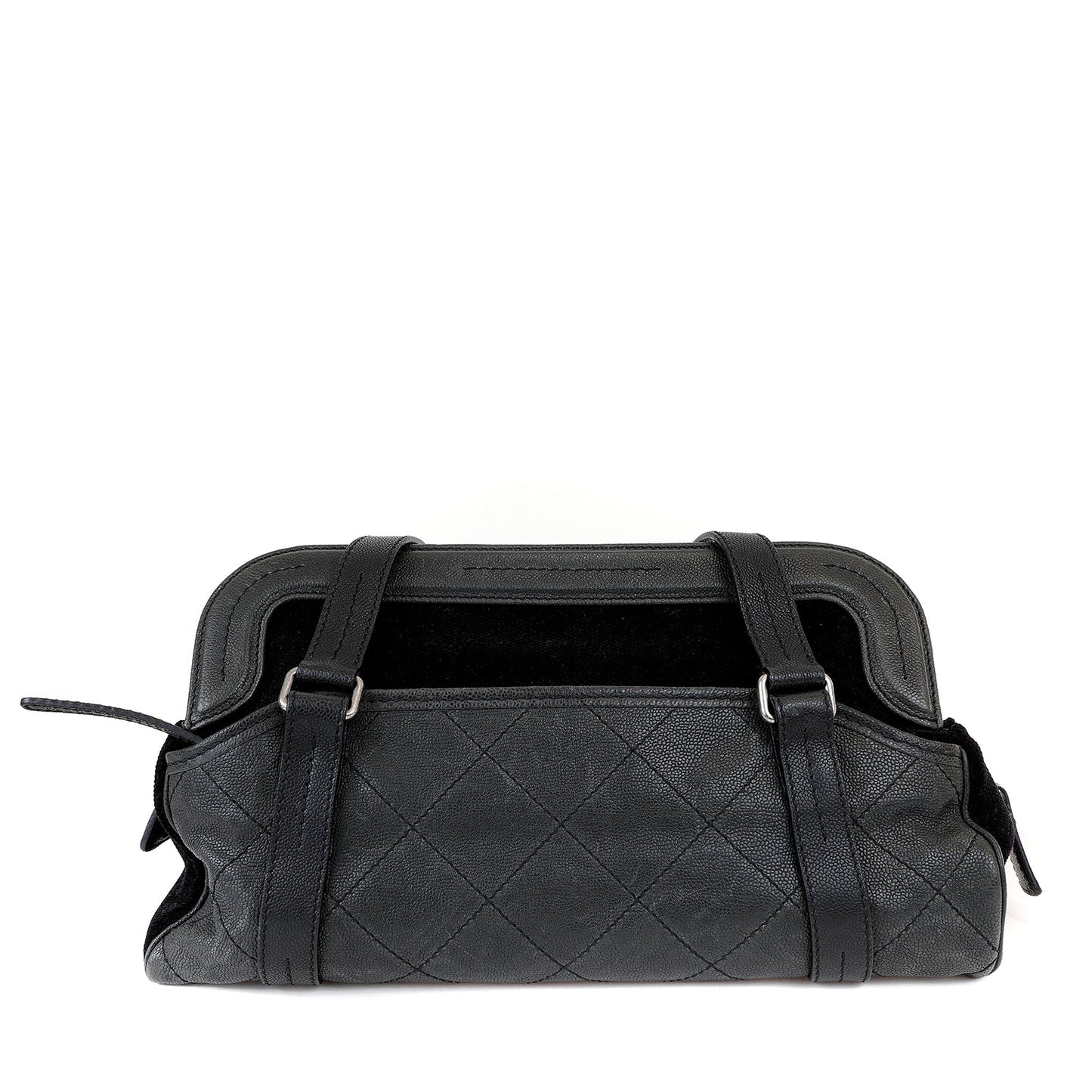 Chanel Black Double Pocket Tote Reissue Quilted Lambskin & Suede w/ Brushed Hardware