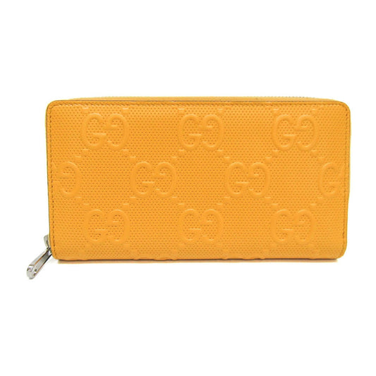 Gucci Gg Embossé Yellow Leather Wallet  ()