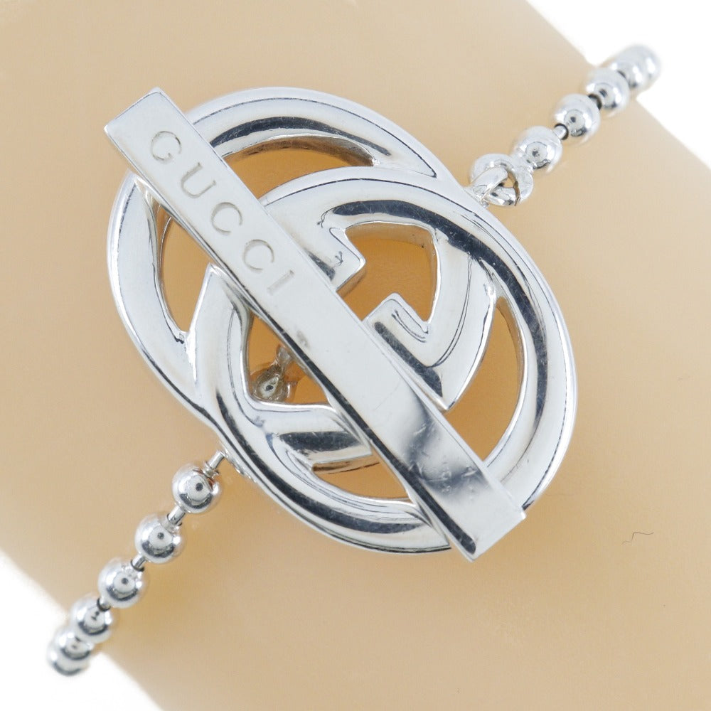 Gucci Interlocking G Silver Leather Bracelet Jewelry ()