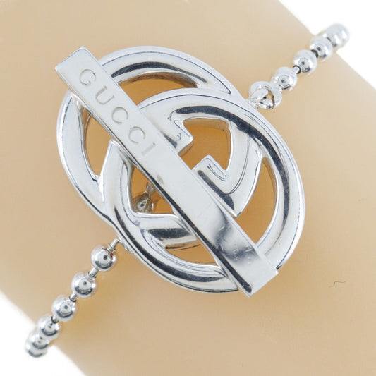 Gucci Interlocking G Silver Leather Bracelet Jewelry ()