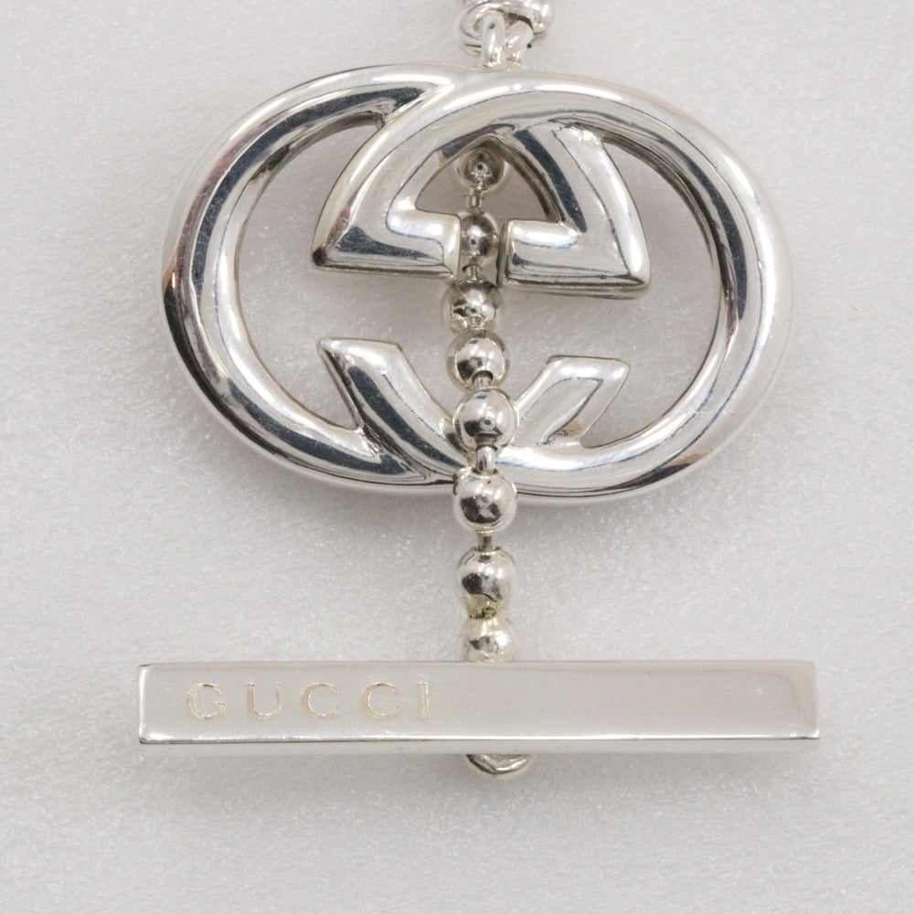 Gucci Interlocking G Silver Leather Bracelet Jewelry ()