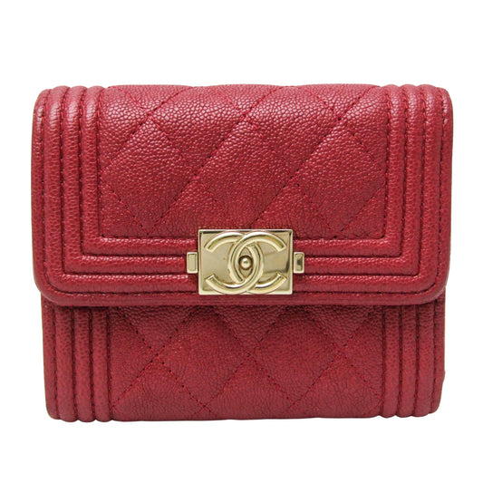 Chanel Boy Red Leather Wallet  ()