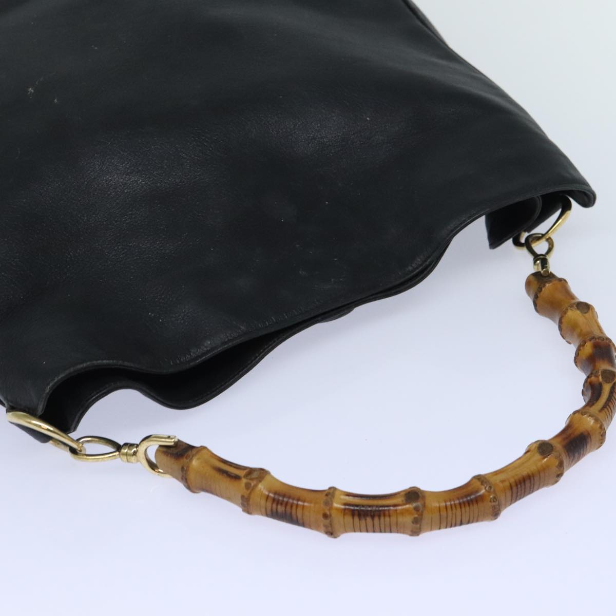 Gucci Bamboo Black Leather Handbag ()