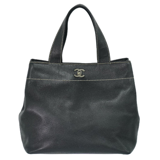 Chanel Cc Black Leather Tote Bag ()