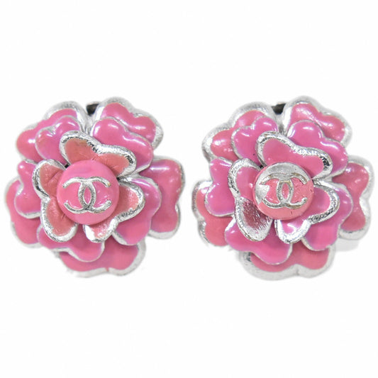 Chanel Camellia Silver Metal Earring Jewelry ()