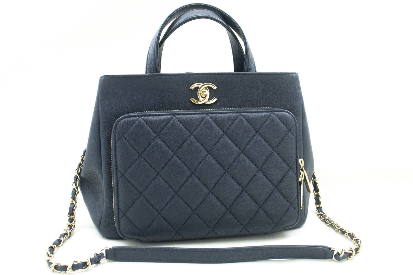 Chanel Business Affinity Navy Leather Shoulder Bag ()