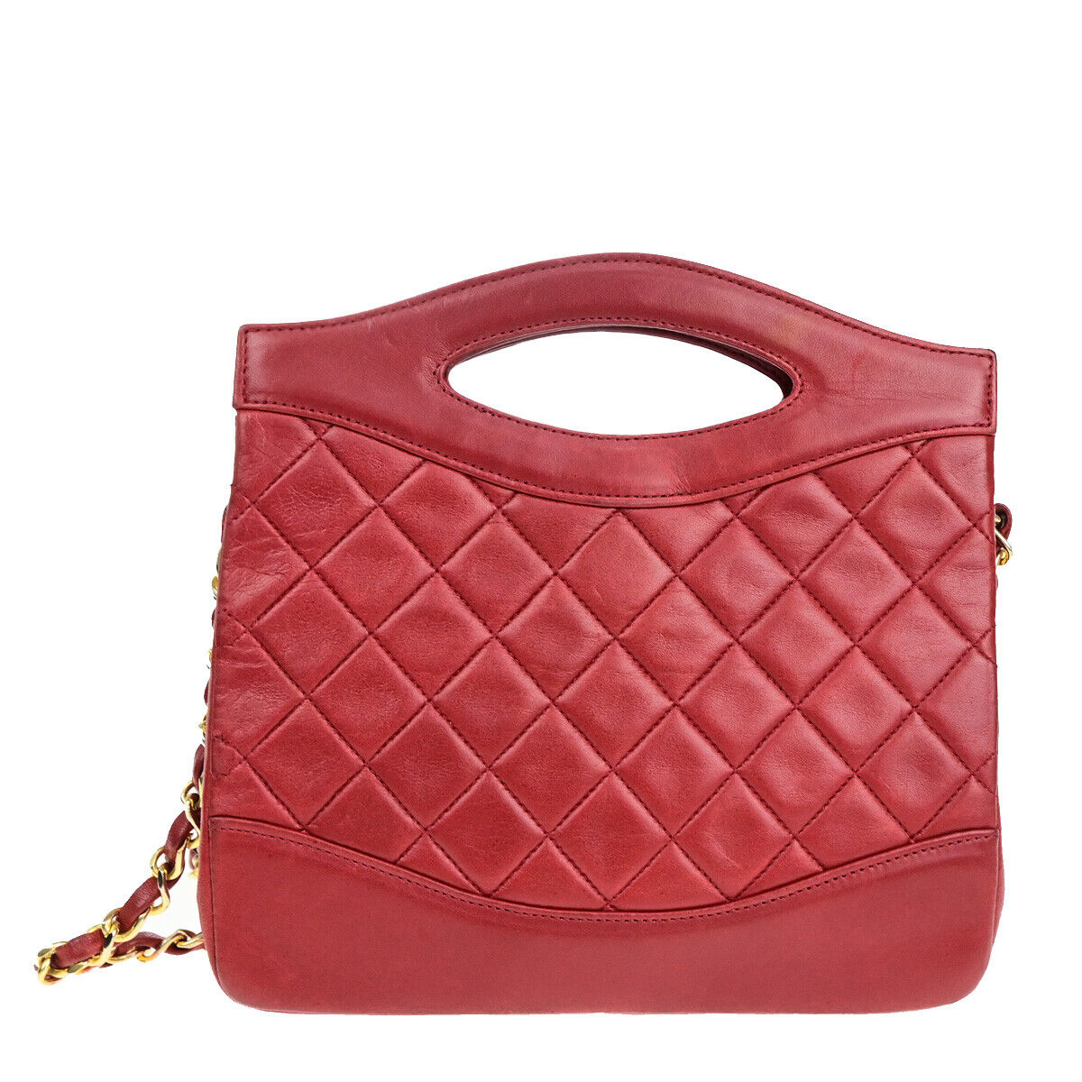 Chanel Cabas Red Leather Handbag ()