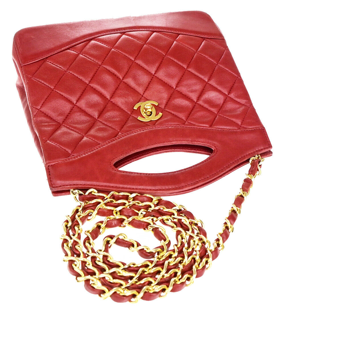Chanel Cabas Red Leather Handbag ()