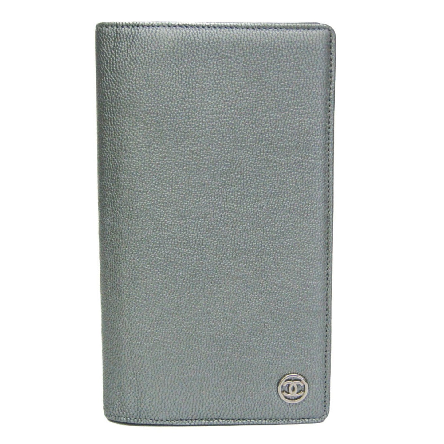 Chanel Coco Mark Silver Leather Wallet  ()