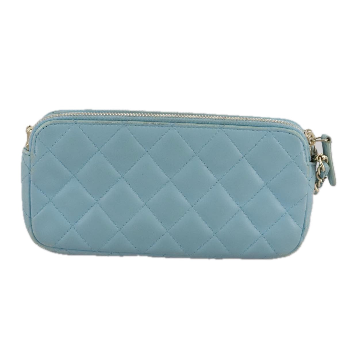 Chanel Wallet On Chain Blue Leather Clutch Bag ()