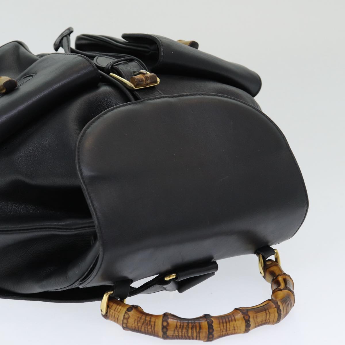 Gucci Bamboo Black Leather Backpack Bag ()