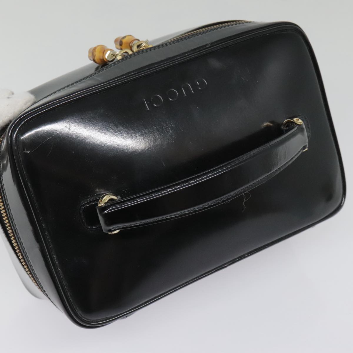 Gucci Bamboo Black Patent Leather Clutch Bag ()