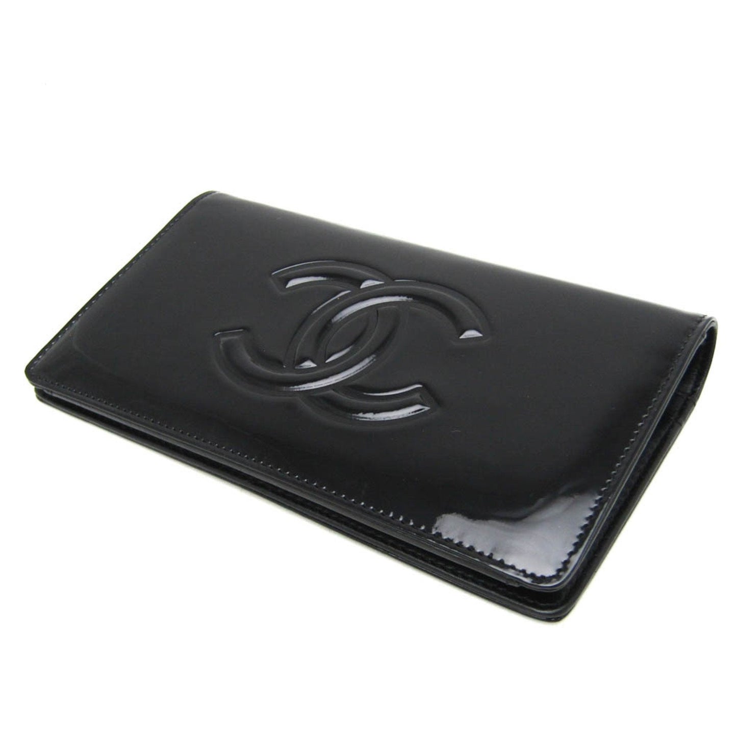 Chanel Camellia Black Patent Leather Wallet  ()