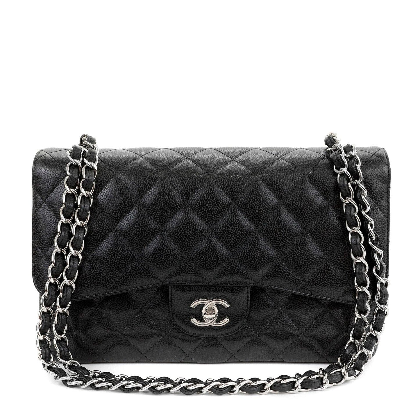 Chanel Black Caviar Jumbo Classic Flap w/ Silver Hardware