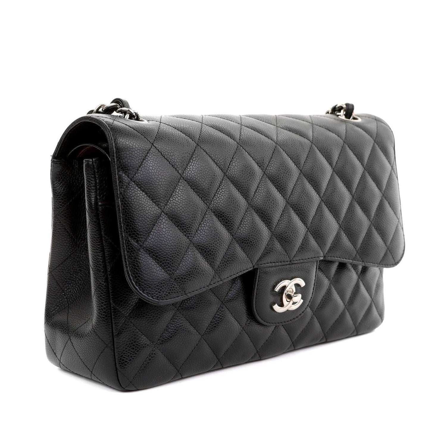 Chanel Black Caviar Jumbo Classic Flap w/ Silver Hardware