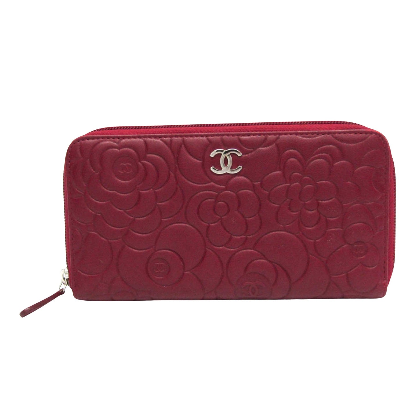 Chanel Camellia Burgundy Leather Wallet  ()