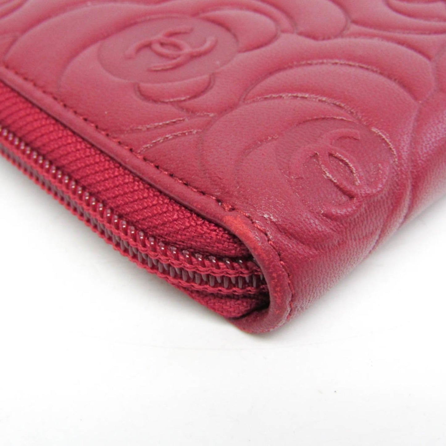 Chanel Camellia Burgundy Leather Wallet  ()