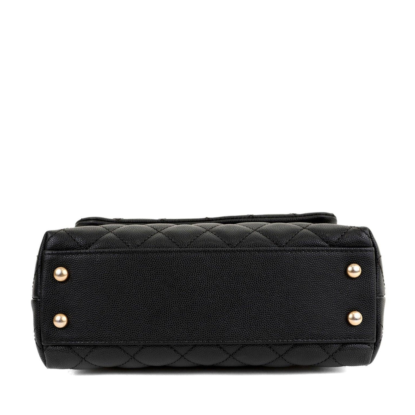 Chanel Black Caviar Lizard Coco Handle Small Flap Bag with Gold Hardware