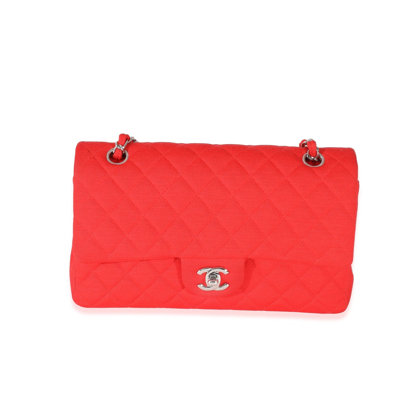 Chanel Red Quilted Jersey Medium Classic Double Flap Bag