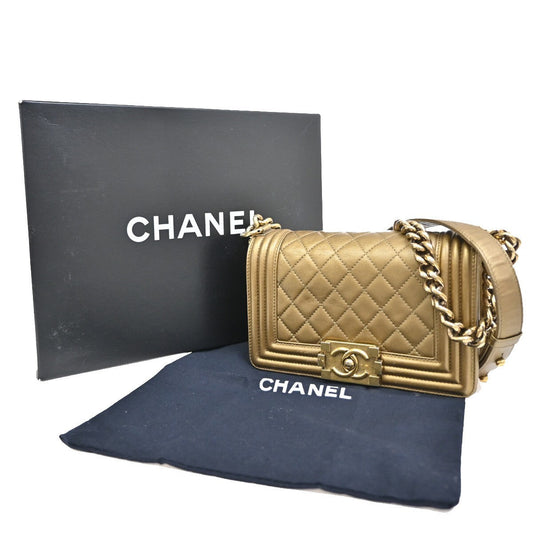 Chanel Boy Gold Leather Shoulder Bag ()