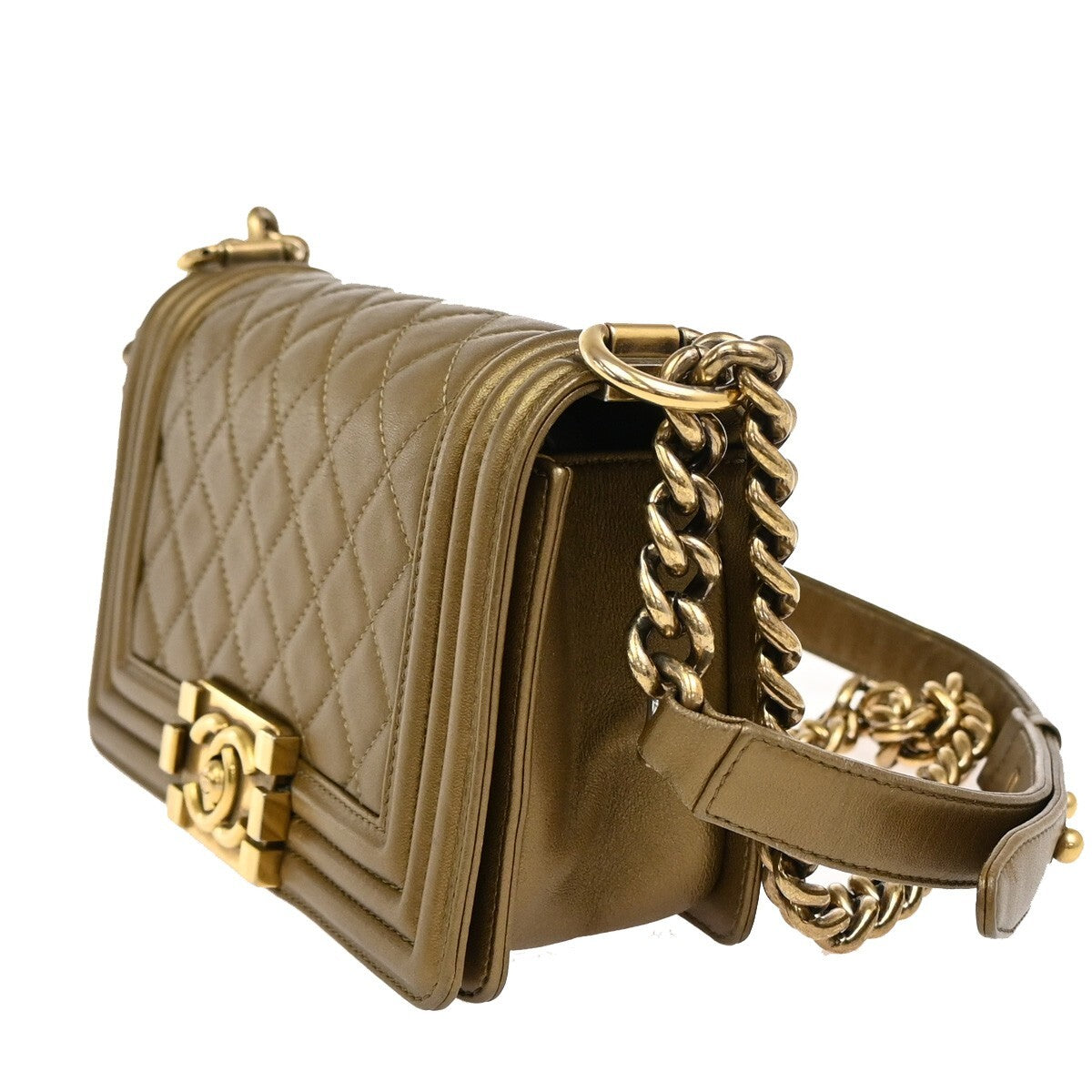 Chanel Boy Gold Leather Shoulder Bag ()