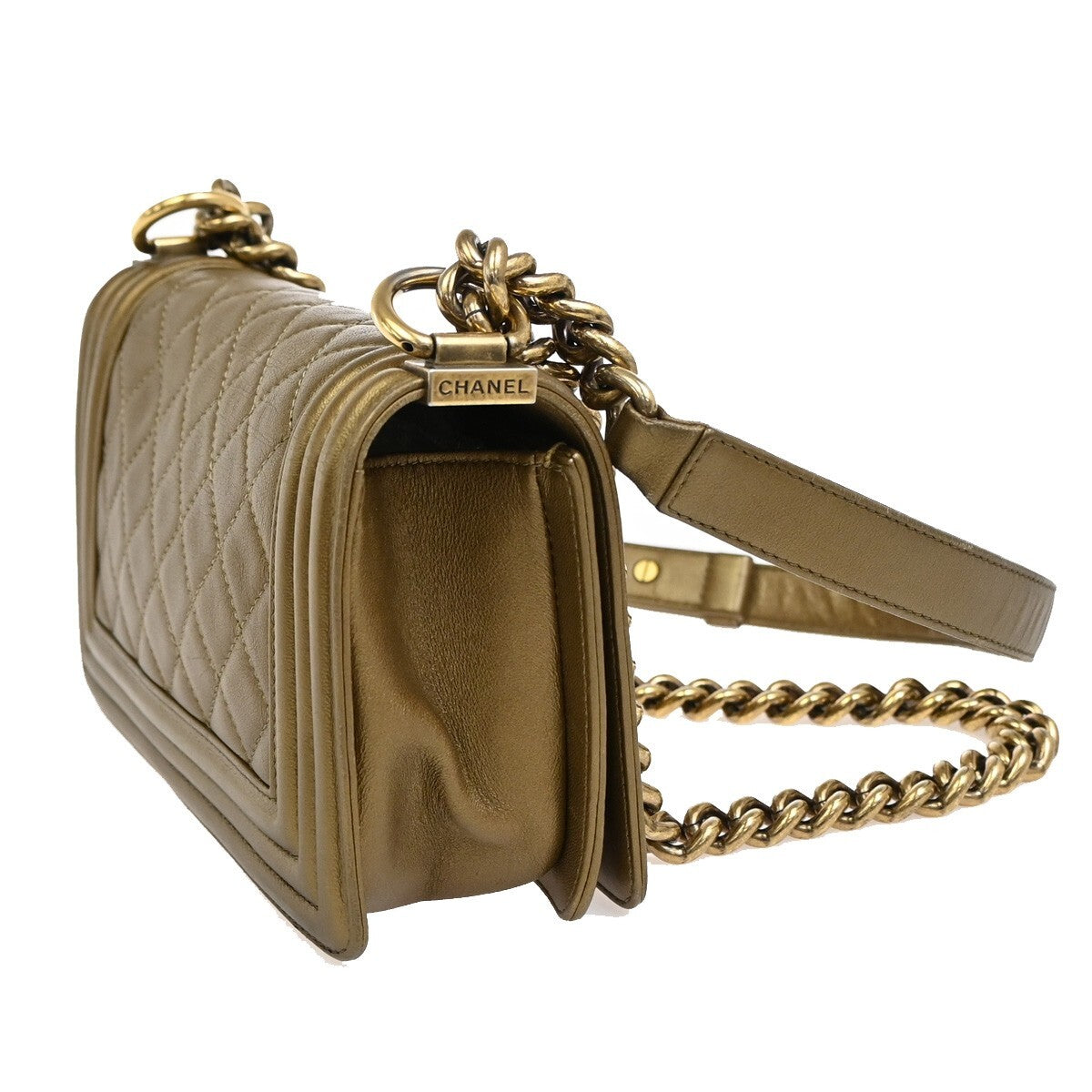 Chanel Boy Gold Leather Shoulder Bag ()