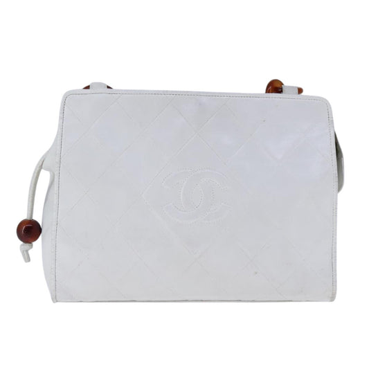 Chanel Cc White Leather Shoulder Bag ()