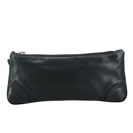 Chanel Camélia Black Leather Clutch Bag ()