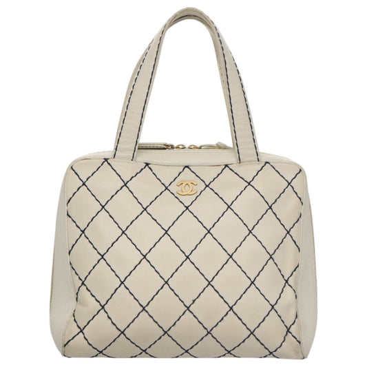 Chanel Wild Stitch White Leather Handbag ()